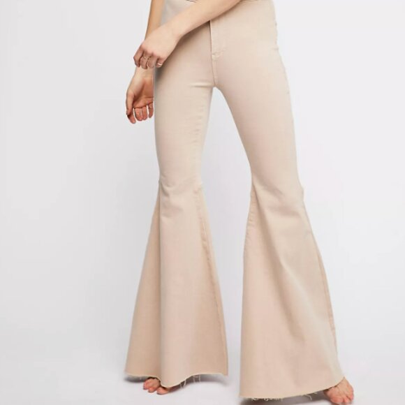 Free People Soft Pink Bell Bottom Flare Pants - Picture 1 of 10